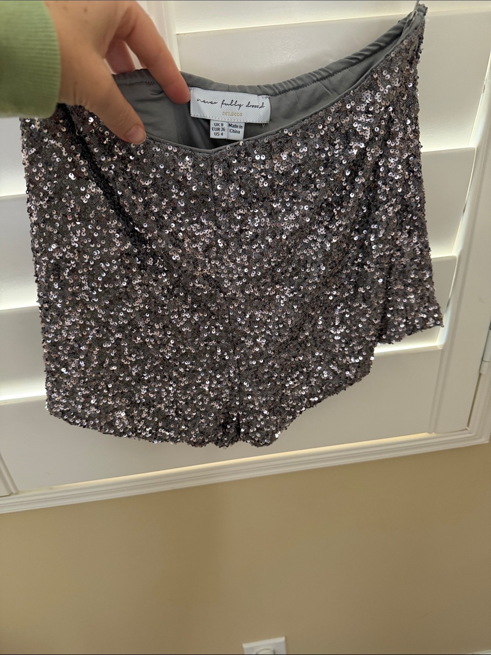 Never Fully Dressed Silver Sequin Skirt